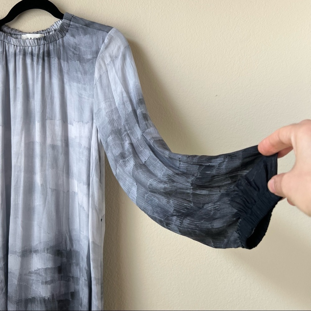 Cloth And Stone Grey Long Sleeve Mini Dress, XS - Picture 6 of 16